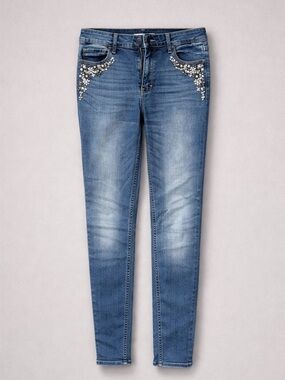 Abercrombie & Fitch Blue Skinny Jeans with Crystal Accents